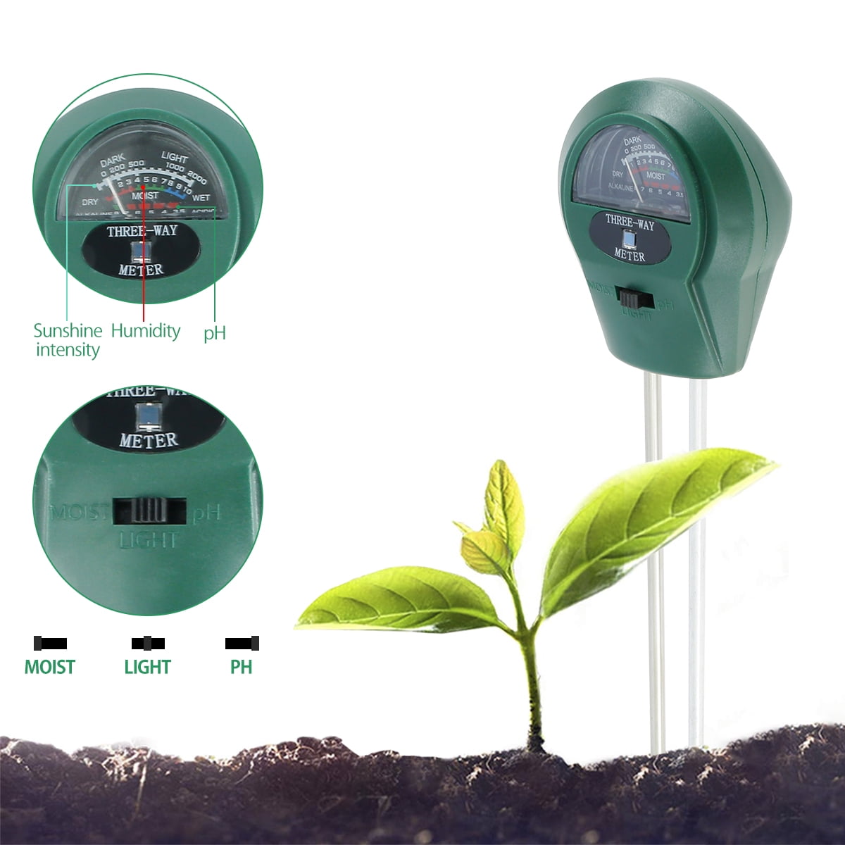 Aohao Soil Moisture Meter Plant Care Soil Tester Portable Plants Moisture Meter Plant Water Monitor Green Soil Hydrometer Sensor Gardening Tool Kit