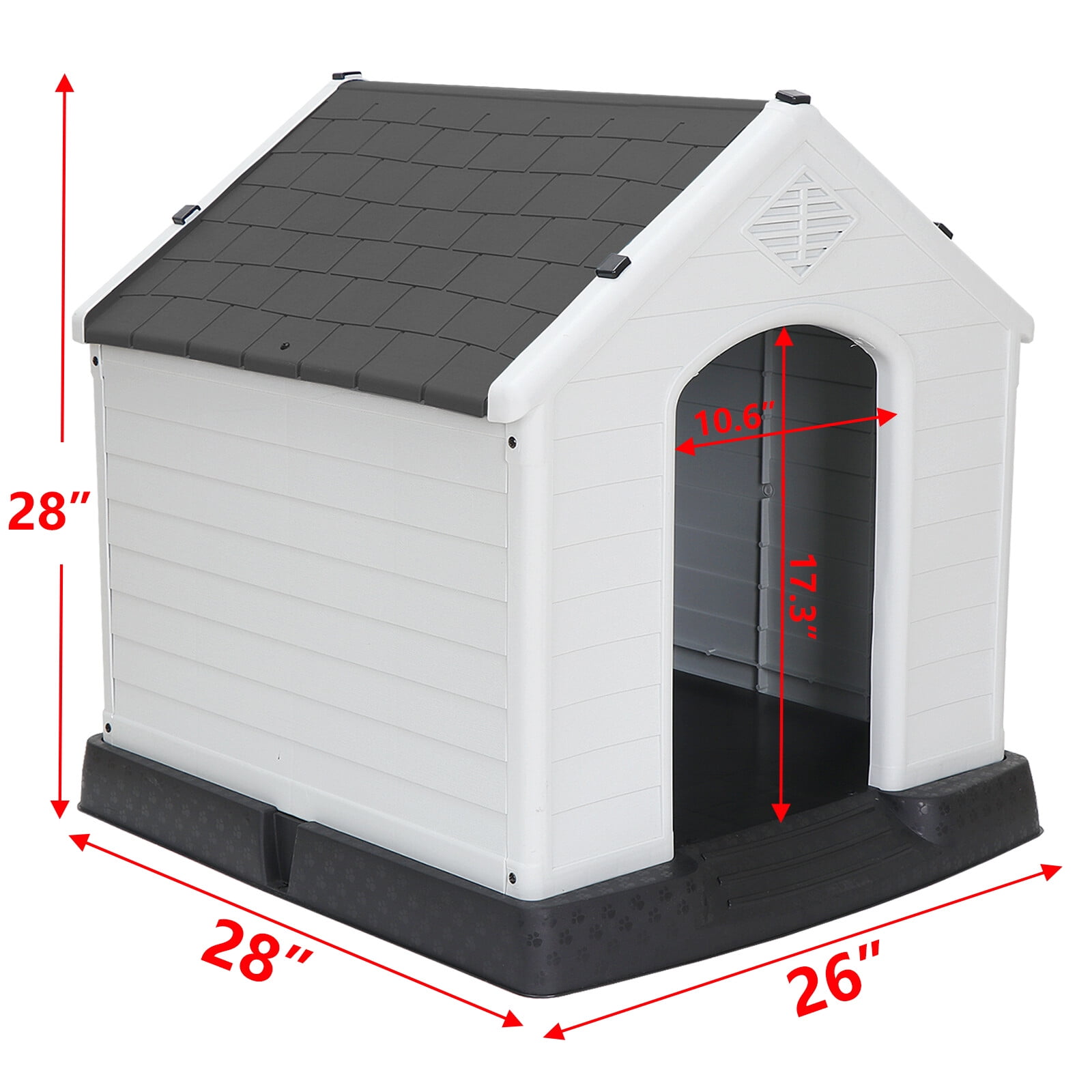 ZENSTYLE Dog House Comfortable Cool Shelter Plastic Design For Small to Medium Sized Indoor Outdoor Gray