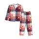 thumbnail image 1 of Balery Heart Plaid Conjunto de Pijama con Estampado para Mujer, Conjunto de Dos Piezas con Manga Larga, Ropa de Dormir Suave con Bolsillos, Pijamas Cómodos-Small, 1 of 7