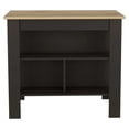thumbnail image 3 of Kitchen Carts, Kitchen Island, kitchen table 35" H, Four Legs, Three Open Storage Shelves, Black / Light Oak, Multicolor Kitchen Islands,Particle Board Metal Kitchen Carts, 3 of 5