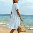 thumbnail image 5 of MYAOYI Womens Summer Casual Short Sleeve Button Down Ruffle Hem Dress Loose Fit Beach Vacation, 5 of 8