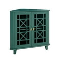 thumbnail image 3 of Walker Edison Transitional Fretwork Doors Corner Accent Cabinet, Dark Teal, 3 of 9