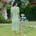 thumbnail image 6 of GaThRRgYP Summer Dresses for Girls,Women's Solid Color Loose Casual Fashion Long Sleeved Dress Women's Long Sleeved Neck Dress Green L, 6 of 6