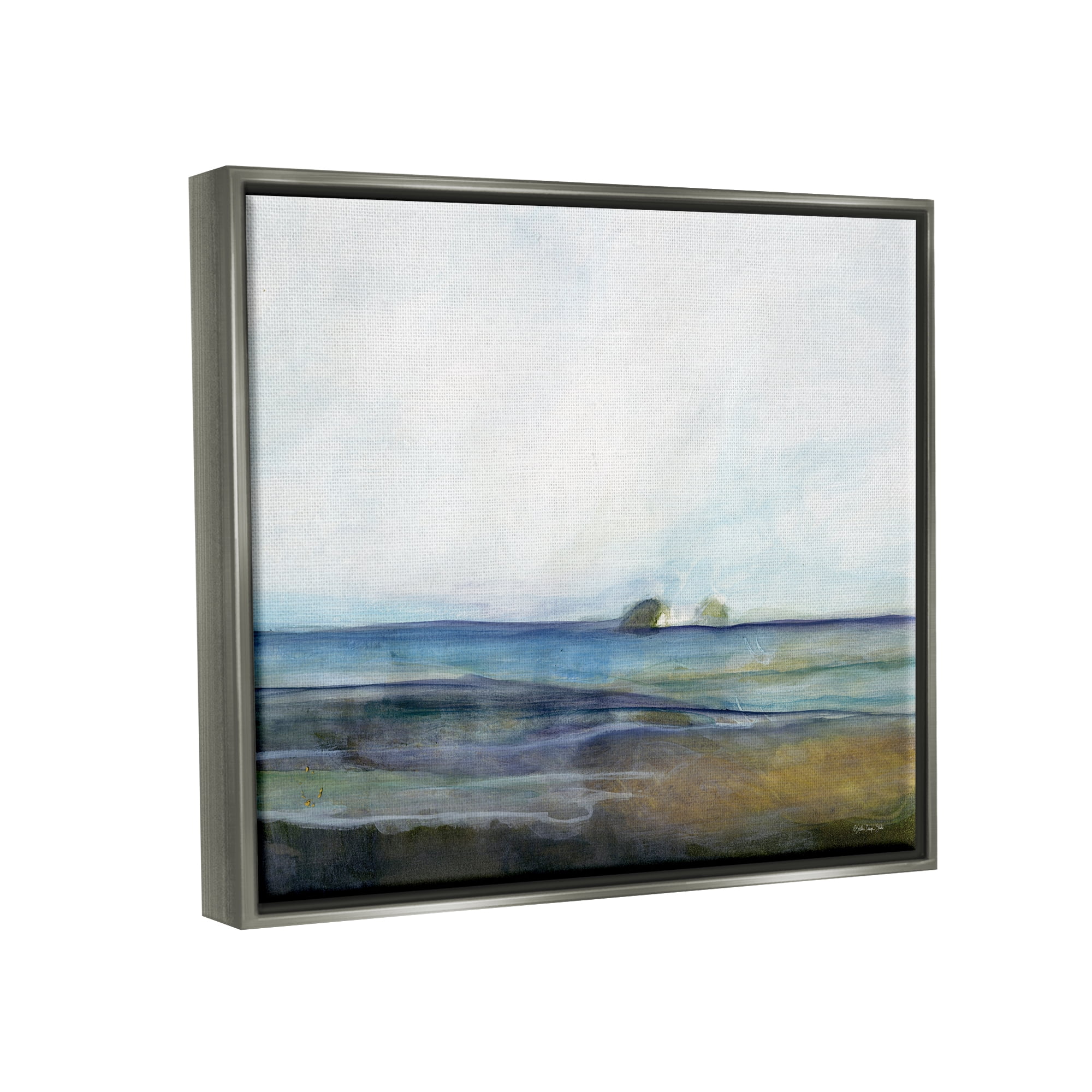 Stupell Abstract Beach Shore Nautical Landscape Abstract Painting Gray Floater Framed Art Print Wall Art