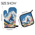 thumbnail image 2 of Yayeee Oven Mitts and Pot Holder Set of 4 Heat Resistant Kitchen Gloves Baking Hot Pad, Abstract Snow Mountain, 2 of 5