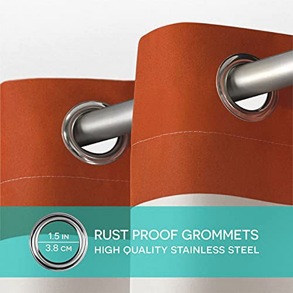 Exclusive Home Cabana Stripe Indoor/Outdoor Light Filtering Grommet Top Curtain Panel Pair, 54"x120", Mecca Orange
