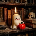 thumbnail image 4 of Holloyiver Halloween Ghost Pumpkin Candles, Cute Ghost Shape White Orange Burning Candles Soy Wax for Halloween Home Table Party Decorations, 4 of 8