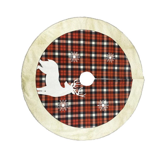 Ounissouiy de árbol de Navidad a cuadros de 117cm de diámetro, cubierta de Base, alfombra redonda flexible para Festival, fiesta de Kits de decoración para fiestas