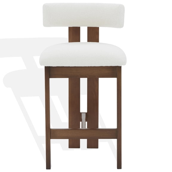 Safavieh Macey Wood Counterstool in Ivory / Walnut