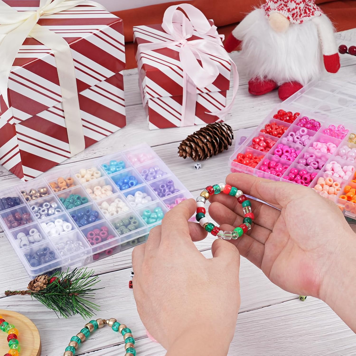 5 Pcs Clay Beads Bracelet Making Kit for Beginner,Polymer Clay Beads with Charms Kit for Jewelry Making, DIY Arts and Crafts Birthday Gifts