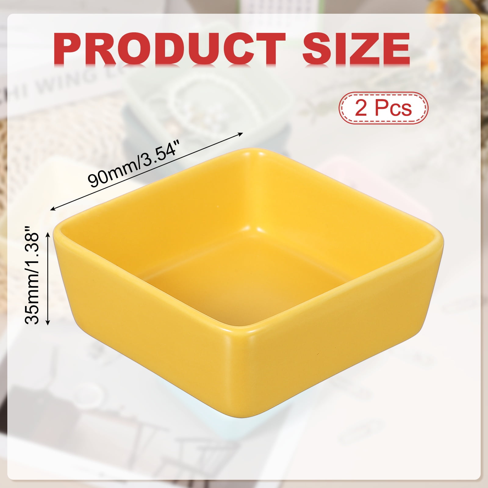 Uxcell Square Paper Clip Holders, 2 Pcs Ceramic Clip Dispenser Organizer Desk Organizer Accessories for Office Desktop Decor Bobby Pin Binder Paper Clamp, Yellow
