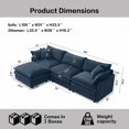 thumbnail image 3 of EHANCIS 105" Modular Sectional Sofa, 3 Seater Chenille L Shape Couch with Ottoman, Blue, 3 of 11
