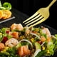 thumbnail image 4 of Juego de cubiertos de acero inoxidable, cuchillo, tenedor y cuchara de steak, 30 piezas, patrón martillado, 24 piezas, color dorado, 4 of 6