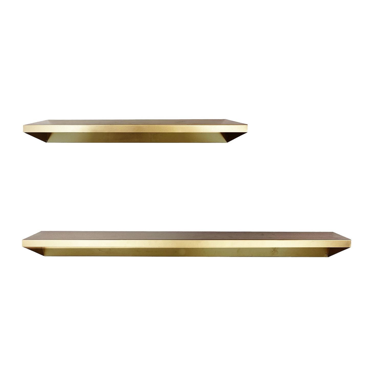Elegant Gold Metal Wall Shelves (Set of 2), 36"Wx5"Dx3"H,24"Wx5"Dx3"H