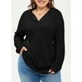 thumbnail image 6 of SHEWIN Sweatshirt for Women Plus Size Hooded Sweatshirts Fleece Sweatshirt V Neck Drawstring Long Sleeve Hoodie Pullover Tops for Fall 2025 Black 3X, 6 of 9