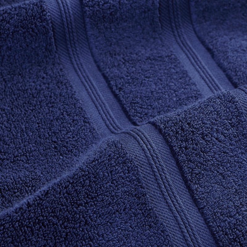 Superior Smart Dry 9-Piece Zero Twist Soft Cotton Towel Set, Quick Dry Fade Resistant, Navy Blue
