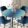 thumbnail image 5 of Elastic Fitted Round Tablecloth, Blue Teal Yellow Ombre Waterproof Stretch Table Cover for 36"-44" Tables, Farmhouse Modern Gradient Art Washable Outdoor Tablecloths for Patio, Picnic, Camping, 5 of 9