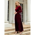 thumbnail image 5 of Women's Tie Front Round Neck Long Sleeve Maxi Dress in 100% Polyester Fabric with Slight Stretch and Sheer Detail, 5 of 16