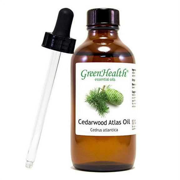 GreenHealth Cedarwood Atlas – 4 fl oz (118 ml) Glass Bottle w/Glass Dropper – 100% Pure Essential Oil