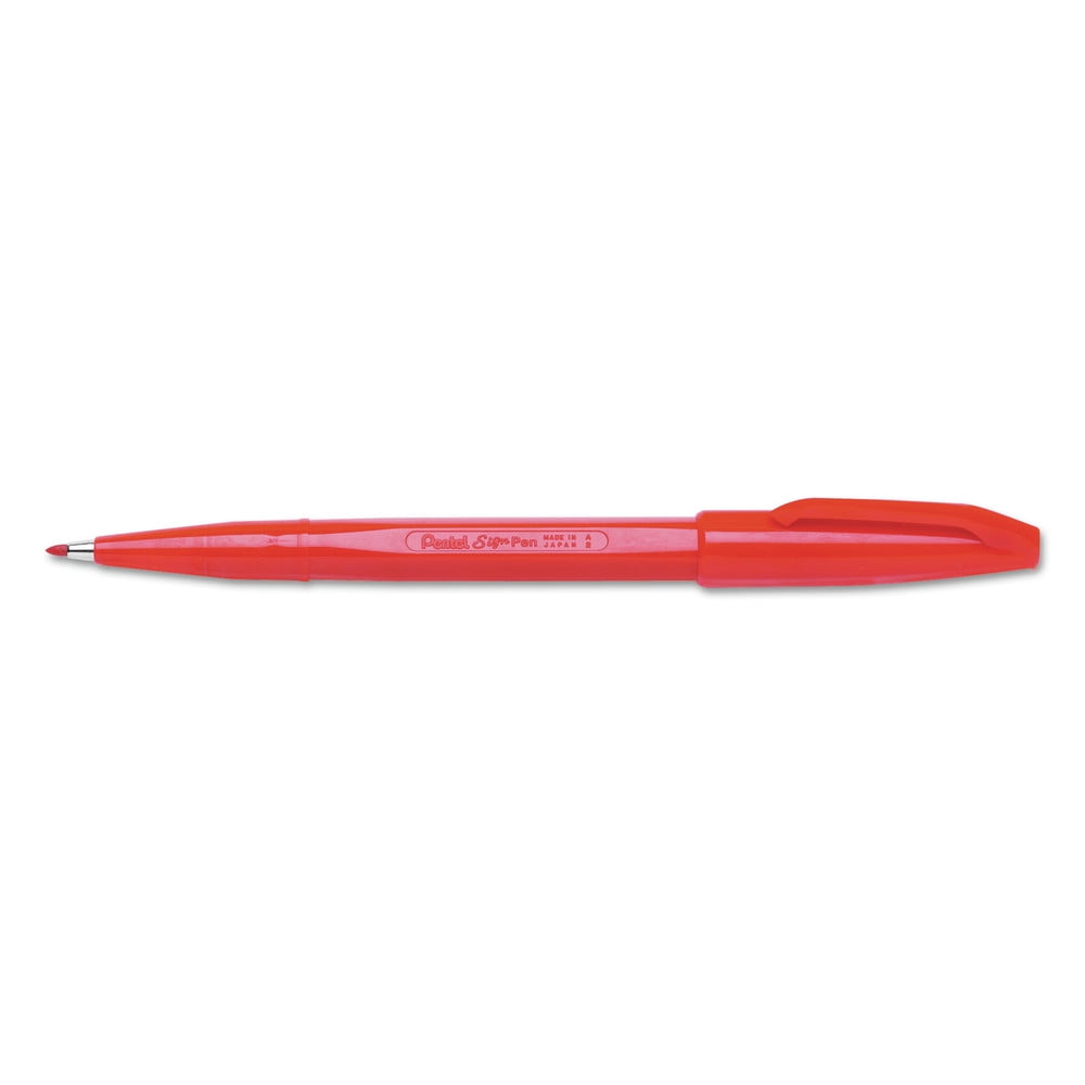 Pentel Arts S520B Sign Pen Fine Point Color Marker, Bullet Tip, .7mm, Red Barrel/ink (1-Dozen)
