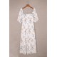 thumbnail image 2 of ABPHQTO Vestido de mujer de talla grande con cuello cuadrado y manga abullonada con estampado floral blanco, 2 of 5