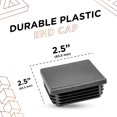 thumbnail image 2 of Prescott Plastics Inserto de tapones de plástico cuadrados de 2.5 in (paquete de 4) tapones de hardware negros resistentes y tapas de extremo para tubos de metal, inserto deslizante para postes de tub, 2 of 5