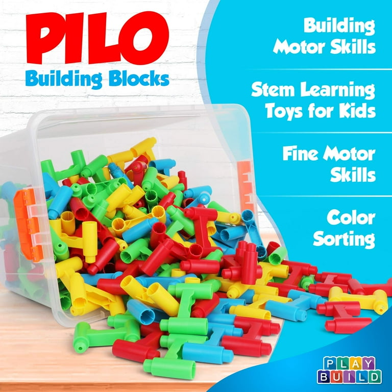 PlayBuild Pilo Building Blocks H Blocks Bridge Constructor Stacking Toy Fun Educational Construction Toys Pillar Arch Aqueducts Build with Easy