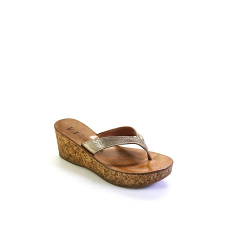 

Pre-owned|K Jacques Womens Platform Wedge Heel T Strap Sandals Brown Leather Size 40