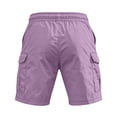 thumbnail image 4 of Havenx Men Cargo Shorts Elastic Waist Drawstring Cargo Shorts with Multi Pockets Stretch Knee Length Pants Outdoor Hiking Work Comfort Athletic Classic Clothes,Light Purple 4XL, 4 of 5