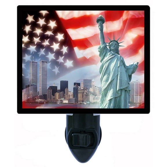 Night Light - Patriotic New York. | Patriotic Theme, Includes Free Switchable Insert, 4W Bulb, E12 Base