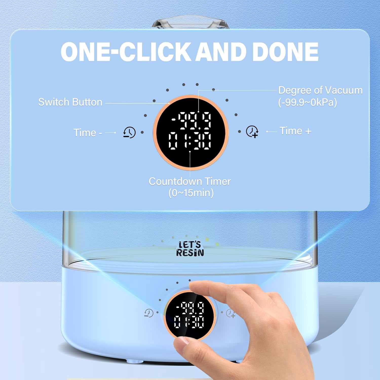 LET’S Resin Upgraded Resin Bubble Remover,  99Kpa with Digital Display, Auto Vent, Timer for Epoxy Resin Casting, Resin Art Crafts