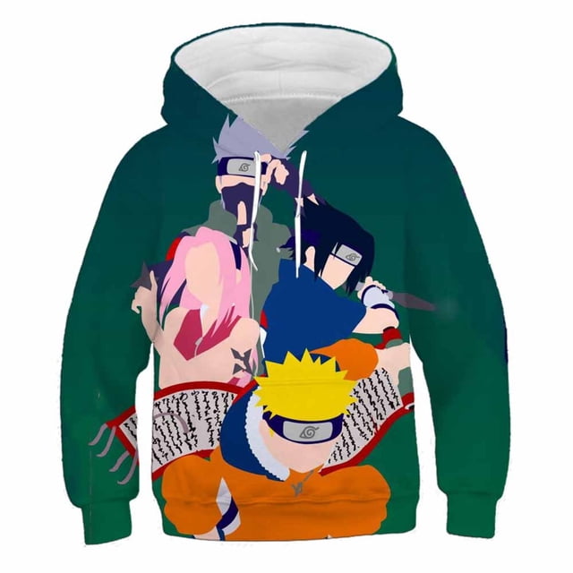 2023 ropa para niños Sudadera con capucha de Naruto Anime sudadera Uzumaki Akatsuki Sakura Kakashi Sasuke Hinata Hyuga sudadera para niños 160 zhangyuxiang CONDUJO