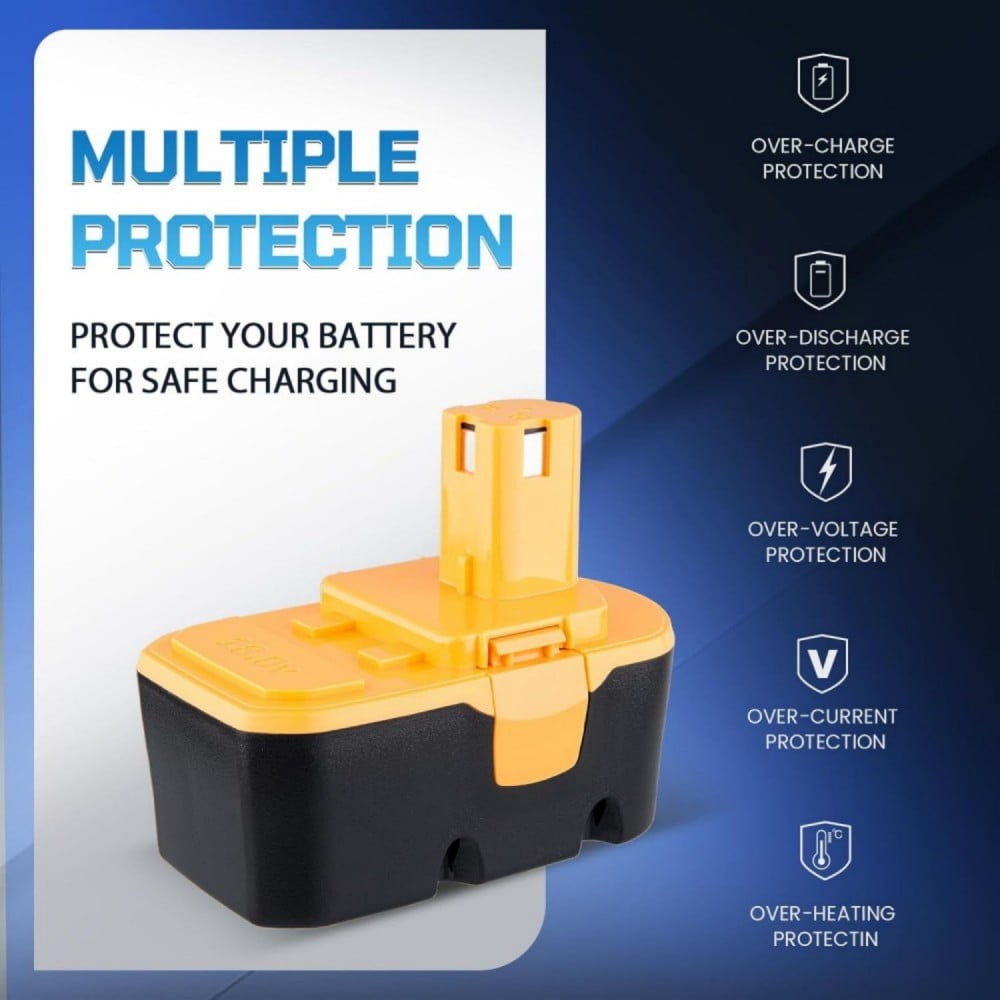 2Pack P100 18V 4.8Ah Replacement Ryobi 18V Batteries with a P117 Fast Charger for Ryobi 9.6V-18V Battery
