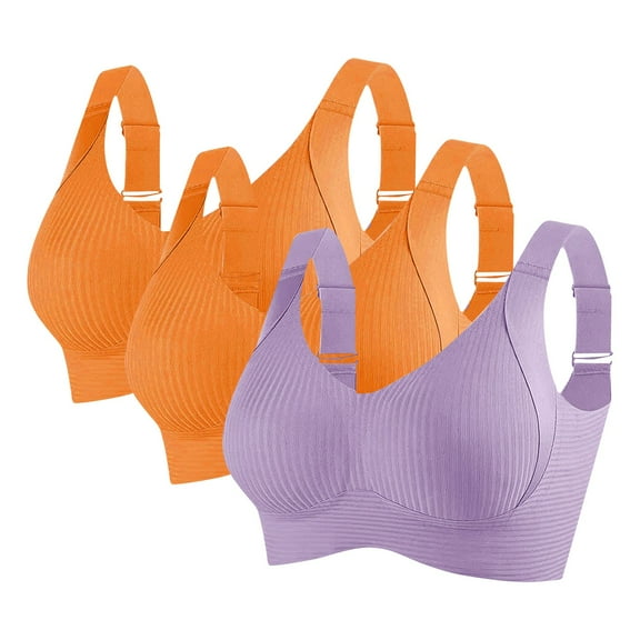 Gapacks Women's Sports Bra Size M - Purple, 3-Pack Nylon Spandex, Adjustable Straps, Breathable Moisture-Wicking for Light-Moderate Workouts & Daily Wear