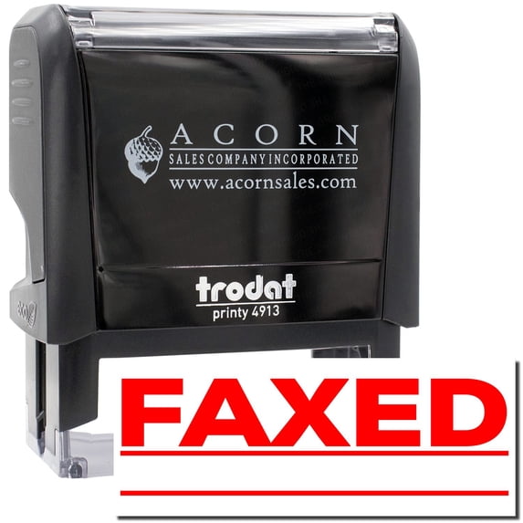 Large Self-Inking Faxed with Line Stamp, Trodat Printy 4913, Press and Print Stamping, Impression Size 7/8" x 2-1/4", Up to 10,000 Impressions - Red Ink
