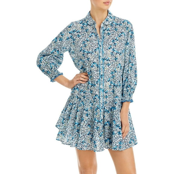 Poupette St Barth Womens Tesorino Picot Trim Mini Shirtdress