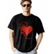 thumbnail image 1 of Camisetas para hombre, camiseta de algodón con cuello redondo y corazones y mariposas, manga corta para hombre, San Valentín, corazón rojo, te amo., 1 of 8