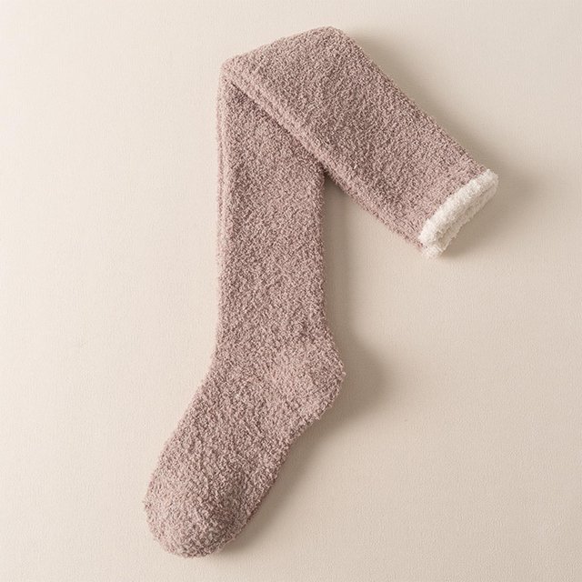 Calcetines de mujer con caña sólida, gruesos, para dormir en casa, cálidos, de dacrón