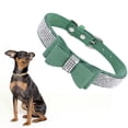 thumbnail image 5 of Methold Decoración para mascotas Cachorro Perro Gato Collar ajustable prop Correa Hebilla Rhinestone PULeather Suministros para perros verde oscuro XXS, 5 of 5