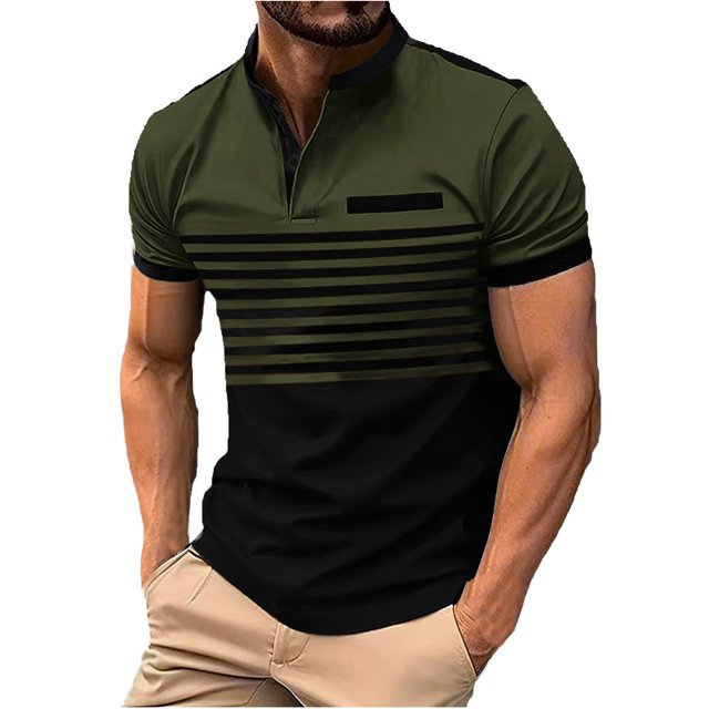 Summer Men's Button Up Round Neck Short Sleeved Shirt Solid Casual Top XL