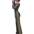 thumbnail image 6 of KelaJuan Women Wrapped Dress, Long Sleeves Round Neck Knitting Striped Casual Party Spring Dress, 6 of 8