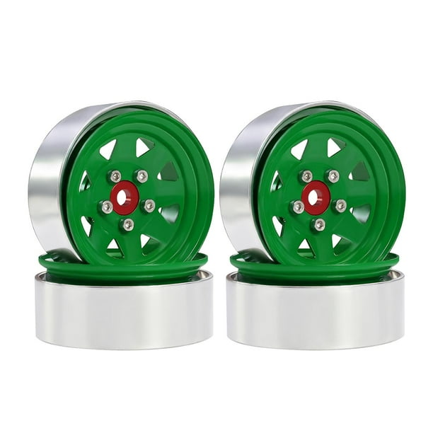 4 llantas de rueda RC, buje de rueda, repuesto de ruedas de metal hexagonales de 12 mm y 1,9" para coche de control remoto TRX4 90046 1/10, pieza Verde