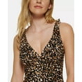 thumbnail image 4 of DKNY BLACK MULTI Ruffle Plunge Underwire Tummy-Control One-Piece Swimsuit, US 14, 4 of 4