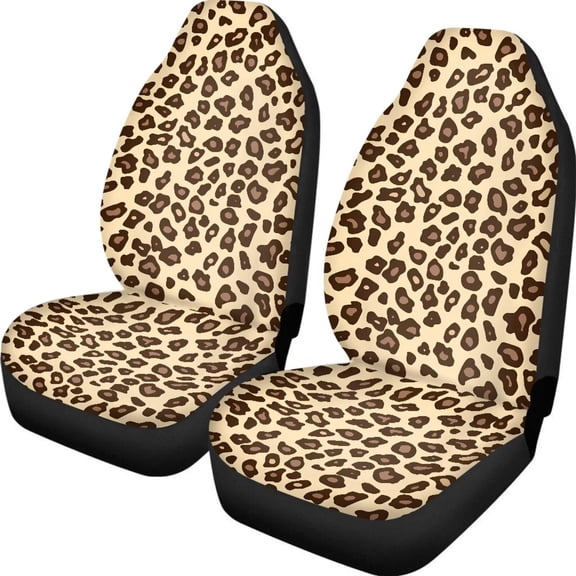 chaqlin Leopard Print Car Seat Covers 2 Pcs Set All Seasons Use Seat Cushion for Car Casual Automotive Interior Accessories Fits Cars SUV Sedan Truck