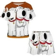 thumbnail image 2 of Cartoon Family Guy Summer Home Suit For Womens Short-Sleeved Pajama Set 2pcs Loungewear Soft Sleepwear T-Shirts Tee Shirt Top And Short Sleeping Pants, 2 of 8