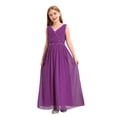 thumbnail image 3 of TTAO Robe en Mousseline pour Filles Sans Manches à Col en V Perlée Mariage Demoiselle d'Honneur Soirée Bal Formelle Robe de Bal Violet 12, 3 of 7