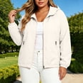 thumbnail image 3 of XPMWRP Women Plus Size Oversized Hooded Lightweight Zip Up Windbreaker Jacket Elastic Cuff Casual Daily Outer Coat White XS, 3 of 9