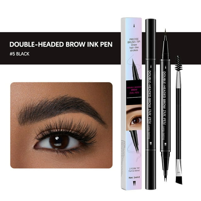 Lápiz de cejas de dos puntas y dos tenedores Resistente al agua Resistente al sudor Sin halos Tintes Wilds Eyebrow Flus Lápiz de cejas líquido Lápiz de cejas