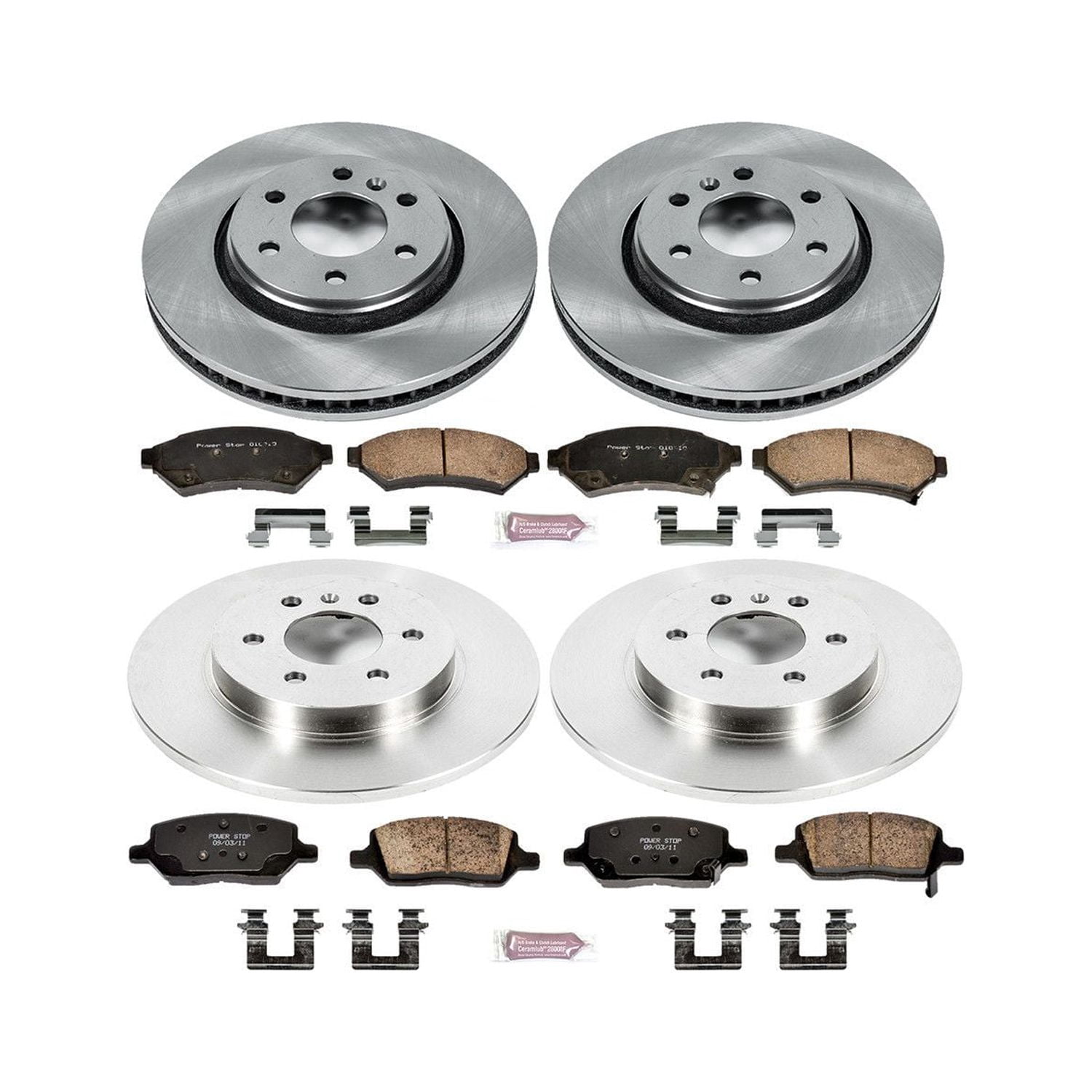 Power Stop Front and Rear Stock Replacement Brake Pad and Rotor Kit KOE4048