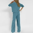 thumbnail image 6 of Roncen Women's Casual Loose-Fit Solid Color Short Sleeve Set - Relaxed Pants with Round Neck T-Shirt & Matching Shirt Co-ords for Summer Outfits, 6 of 8